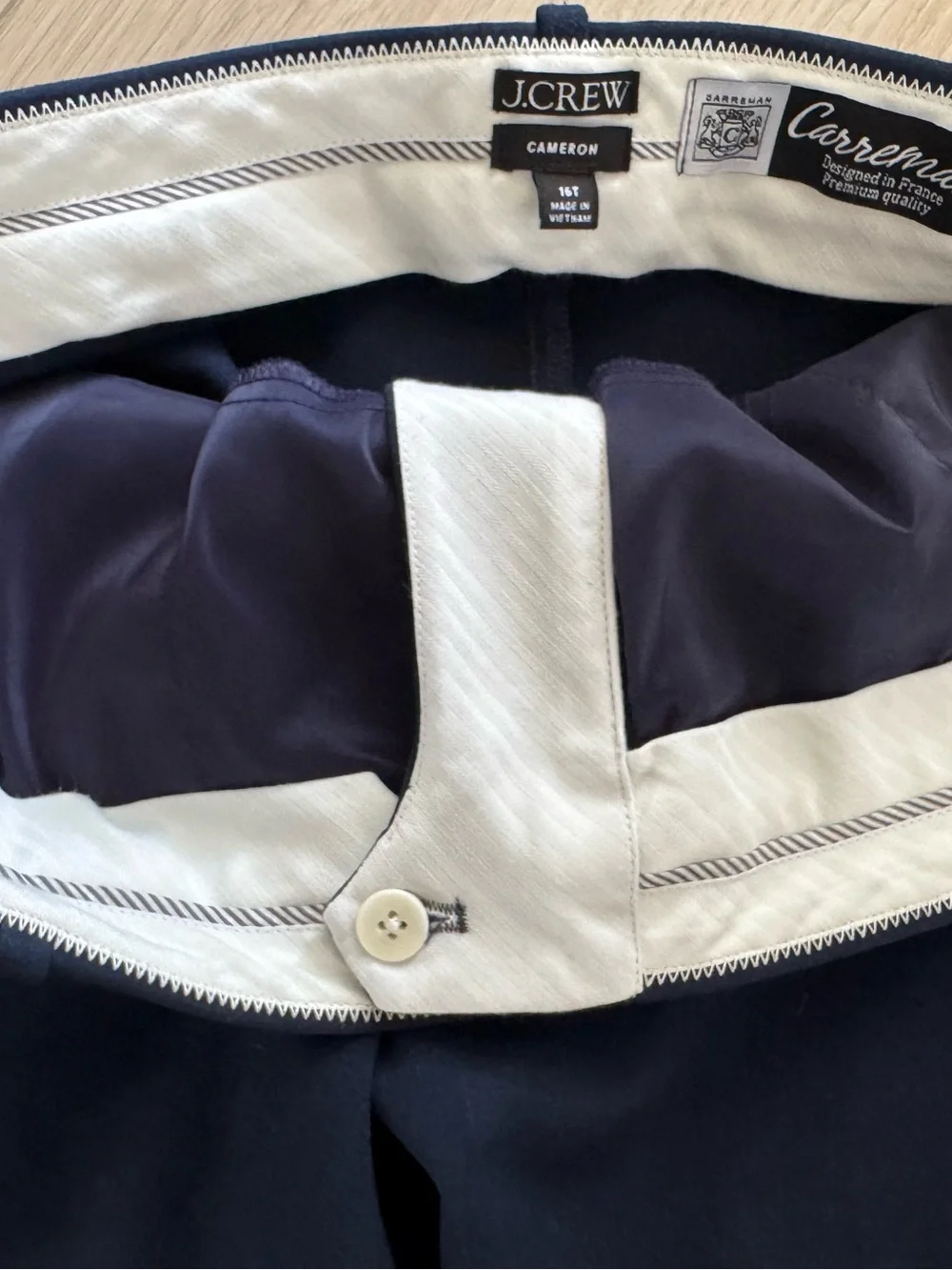 J. Crew Women’s Navy Blue Cameron Slim Cropped Pants 16 Tall Carreman Fabric